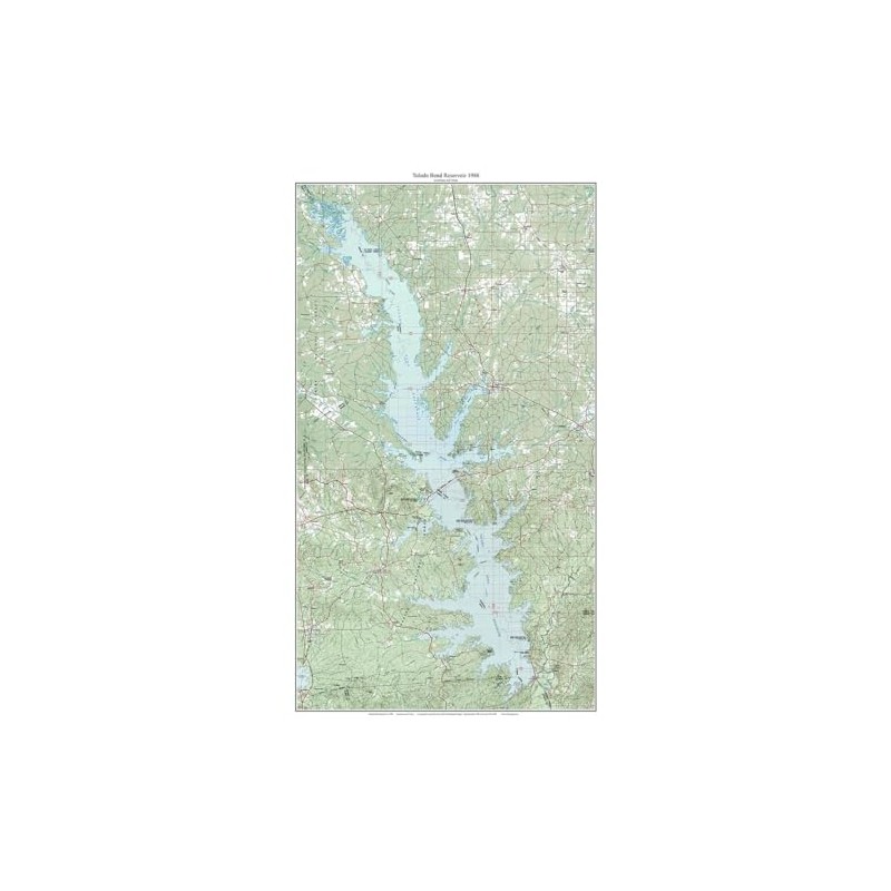 Toledo Bend Reservoir 1986 - USGS Old Topographic Lake Map