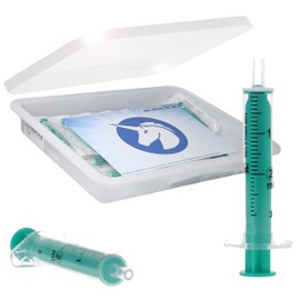 Horn Medical Disposable Syringe Set in Practical Horn Box - Brown Syringes Individually Sterile Packed - Various Designs, 2 ml