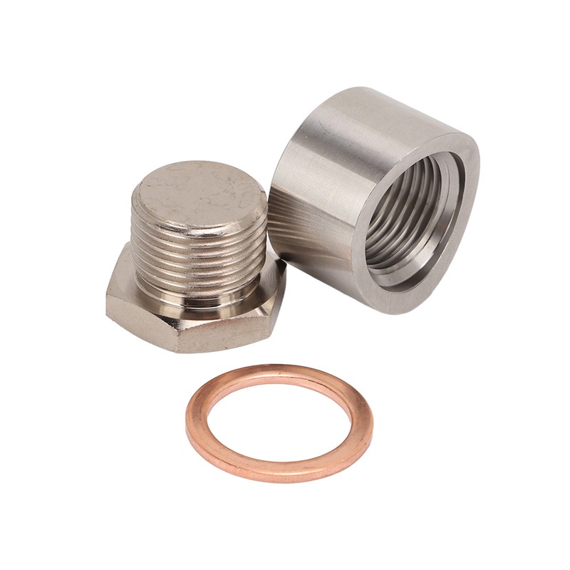 Oxygen Sensor Adapter Metal Mounting Bung Plug Gasket Fittings Auto