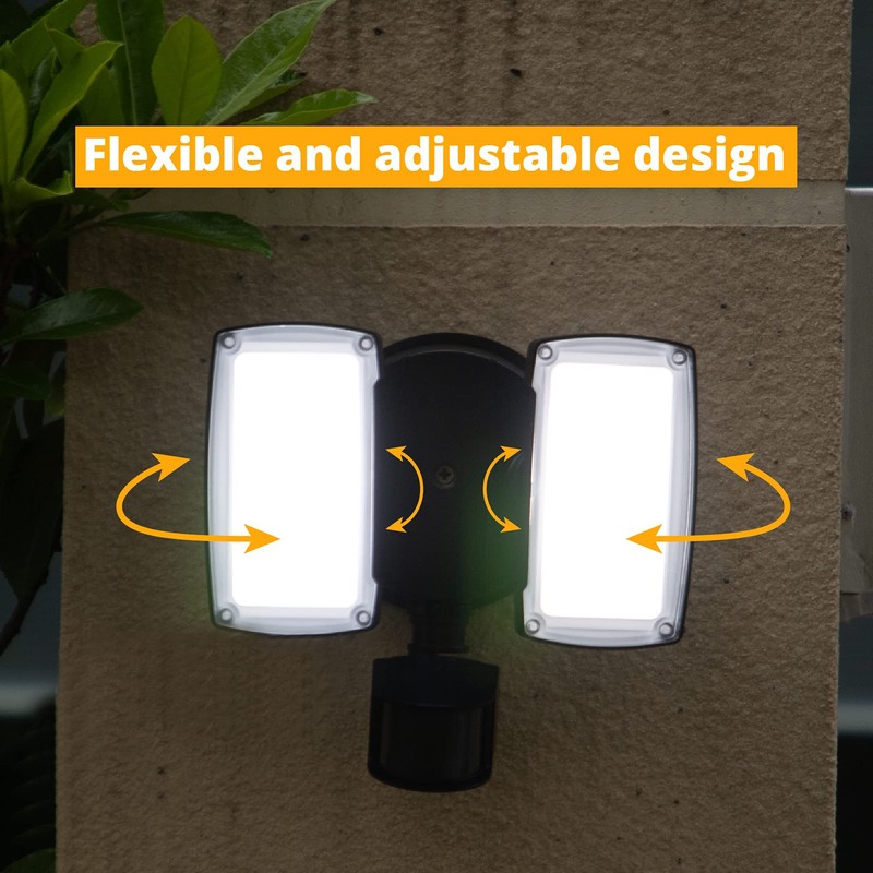 UME 19W LED Flood Light Motion Sensor Outdoor, 2 Adjustable