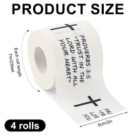 lasuroa 4stk Christliches Kreuz-Sportband, 5cm x 7m Religiöses Baseball & Fußball Handgelenkband mit Bibelvers Sportler-Sportband für Gymnastik Tennis Boxen Football