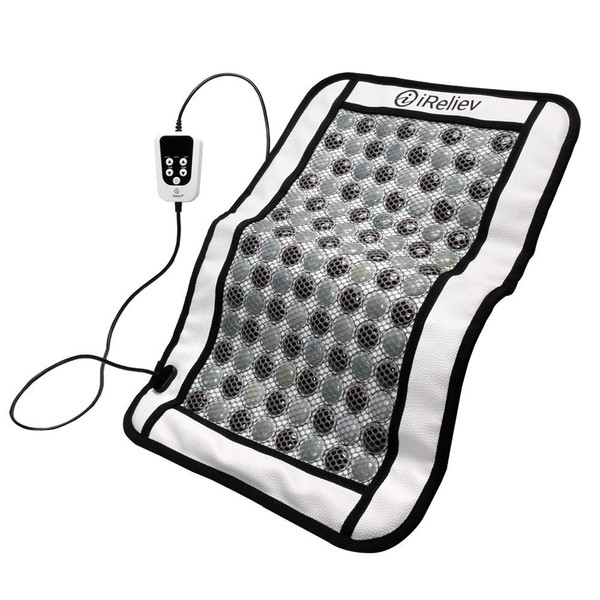 iReliev Far Infrared Heating Pad with Natural Jade & Tourmaline (24” x 16”) - Penetrating Heat Soothes Sore Muscles, Stiff Joints, Cramps, Arthritis, and Back Pain - Travel Bag Included