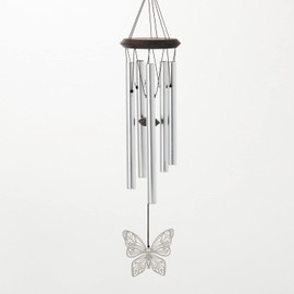 Woodstock Chimes Signature Collection, Woodstock Habitats Chime, 21'', Silver Wind Chimes for Outdoor, Patio, Home or Garden Decor (HCMB)