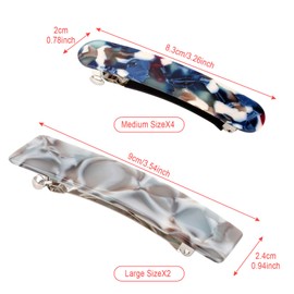 Women's Hair Clips, French Hair Clips, Retro Acrylic Hair Clips, 2 x Large, 4 x Medium Rectangle Hair Clips, Hair Accessories for Thin, Thick Hair, Pack of 6