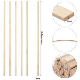 FACATH 60 Pcs Bamboo Sticks, Wooden Craft Sticks - Can be Curved Bamboo Strips Extra Long Sticks, Wood Strips for Craft Projects, DIY Handmade Craf (15.7 Inches Length × 3/8 Inches Width)