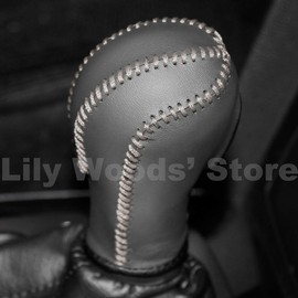 JI Loncky Black Genuine Leather Gear Shift Knob Cover for Infiniti FX35 FX37 FX50 /EX35 EX37 EX25 IPLG /G25 G35 G37 /QX56 QX80 QX70 QX50 /Q60 Q40 Automatic