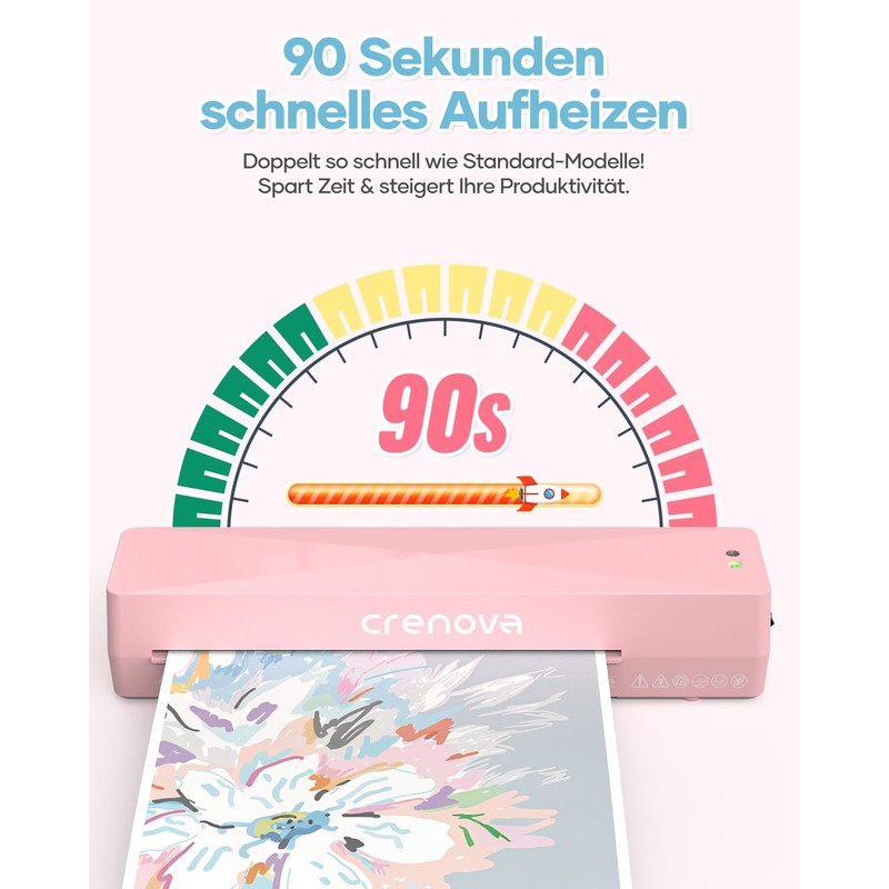 Crenova Laminator A4/A5/A6, Quick Laminator with 10 Laminating Pouches, Personal