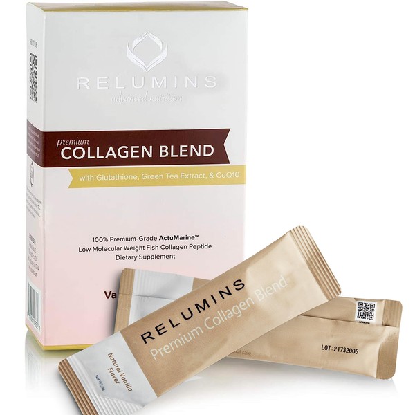 Relumins Premium Collagen Blend Powdered Drink Mix - 10 Sachets - Vanilla