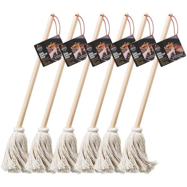 Better Grillin BBQ Bastin Mop Basting Barbecue Brush/Mop Easily Applies Marinades, Sauces, Washes Out, 16in Handle, 6pk