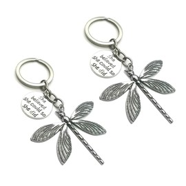 2Pcs Dragonfly Keychain, Dragonfly Gifts for Women - Encouragement Gifts For Women - Unique Keychain Jewelry(Silvery)