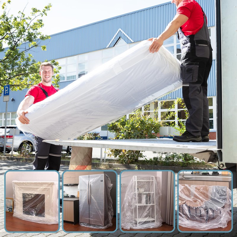 WORKPRO 2-Pack Queen/King Size Plastic Mattress Bags for Moving, 2mil