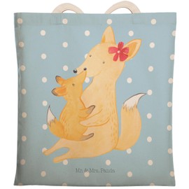 Mr. & Mrs. Panda Fox Mum & Child Shopping Bag, Gift, Sister, Bag, Mother, Tote Bag, Grandpa, Mum, Bag Bag, Dad, Cotton Bag, blue