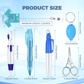 Engrowtic 6 Pcs Nurse Badge Accessories Include Permanent Marker Pen, Highlighter, Retractable Ball Pen, Badge Clip Retractable, Foldable Scissors, LED Flashlight Keychain for Nurses Week(Blue)