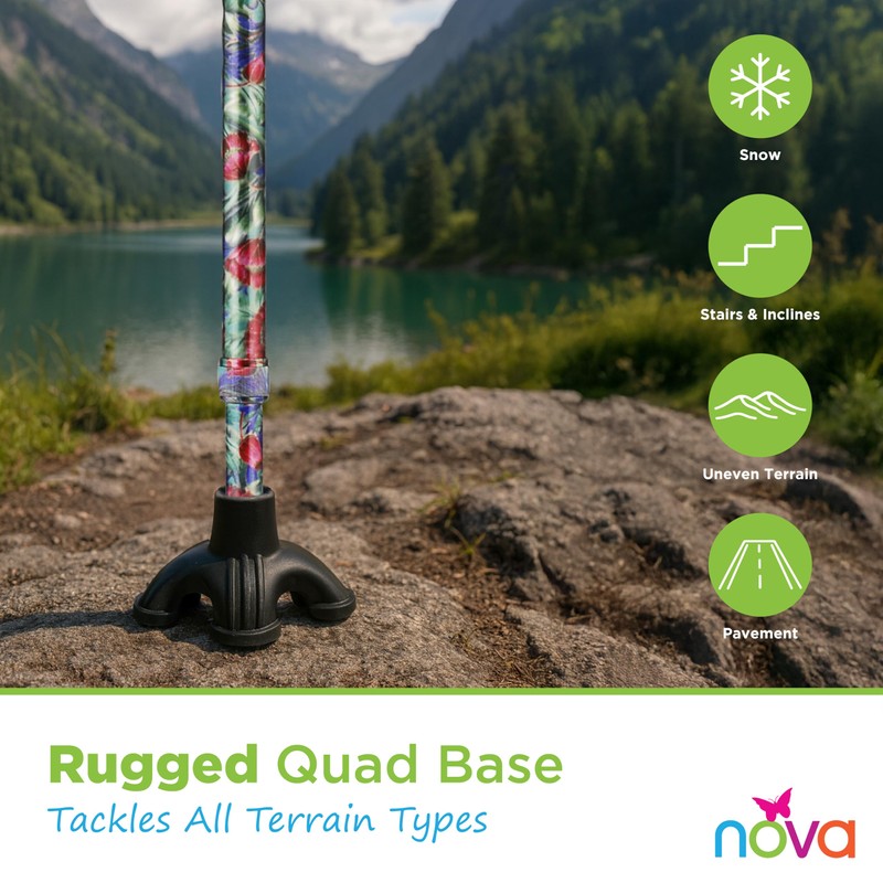 Nova Joy Designer Offset Quad Cane for Seniors - Unisex