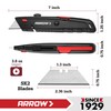 ARROW Retractable Box Cutter, Quick Change Utility Knife with Blade