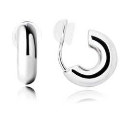 Yurielys Clip on Small Hoop Earrings for Women, Gold Hoop Fake Piercing Earrings Non Pierced Earrings Gold Silver (White Gold)