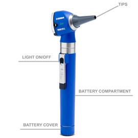 GIMA - Sigma Otoskop mit LED-Licht, aus leichtem, schlagfestem verstärktem Kunststoff und Edelstahl, blau, 31592