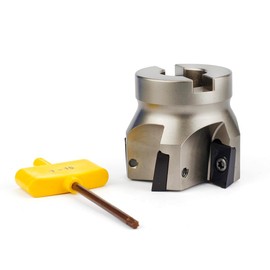 YUFUTOL 90 Degree Square Shoulder Indexable Face Mill with 5 Pcs APKT1604 Carbide Inserts, 2" Cutting Diameter, 1.75" Overall Length, 5 Flutes