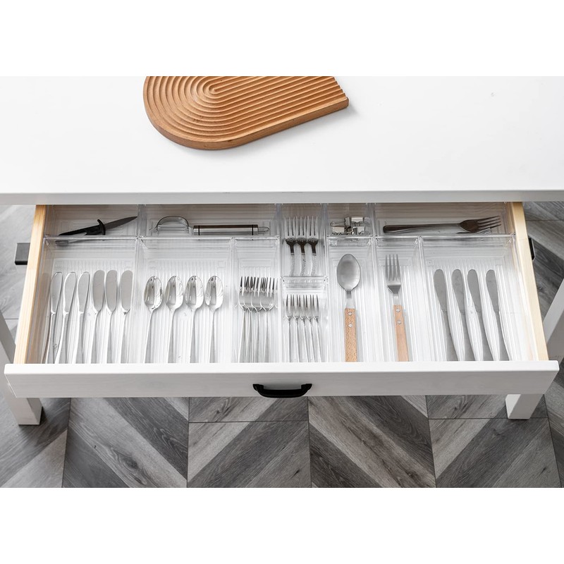 DCA 25 PCS Clear Plastic Drawer Organizer Tray, Bathroom Organizers