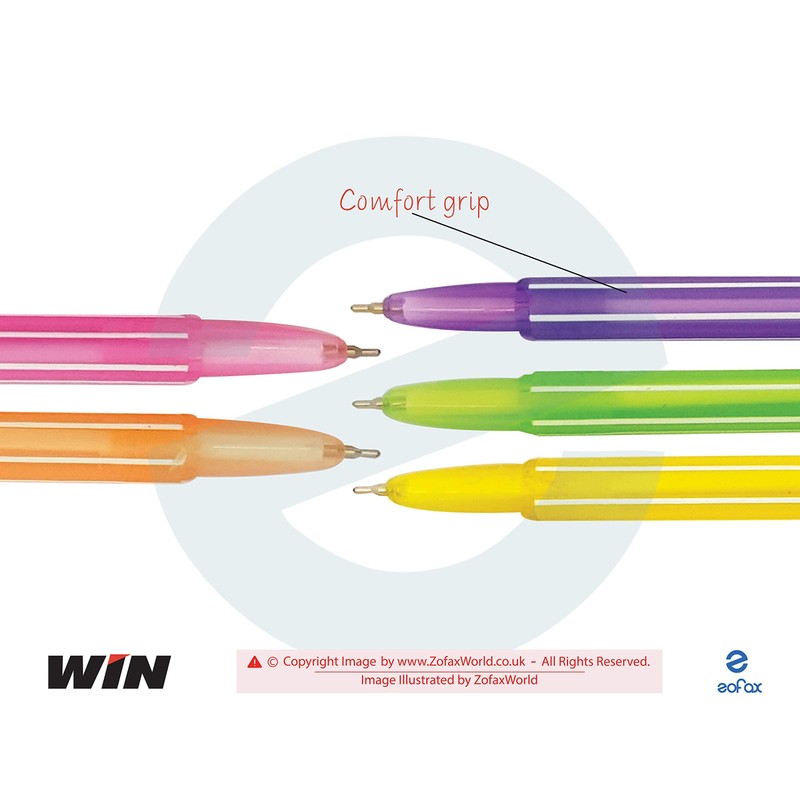 WIN 10 x 0.7mm Fine Tip NeoTech BLUE Ballpoint Pens