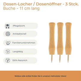 3 x Hofmeister® can hole punch, beech wood handle