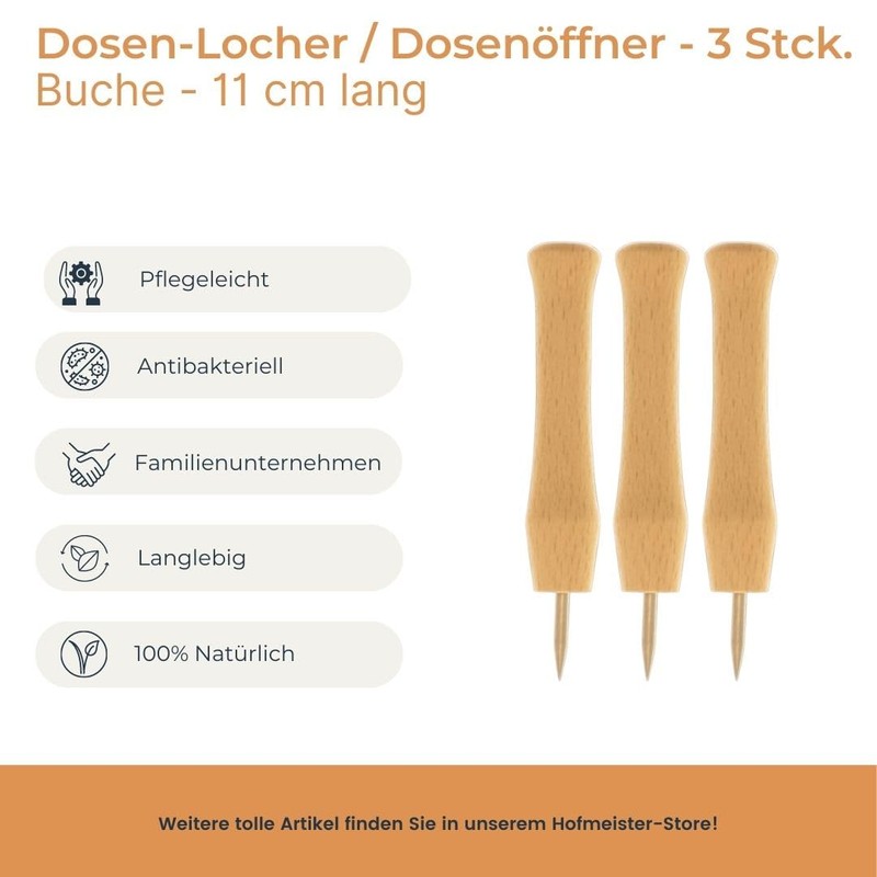3 x Hofmeister® can hole punch, beech wood handle