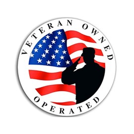 Round Veteran Owned & Operated Soldier Sticker (Business Window Vinyl Decal Shop Cafe Vet (3 inch)