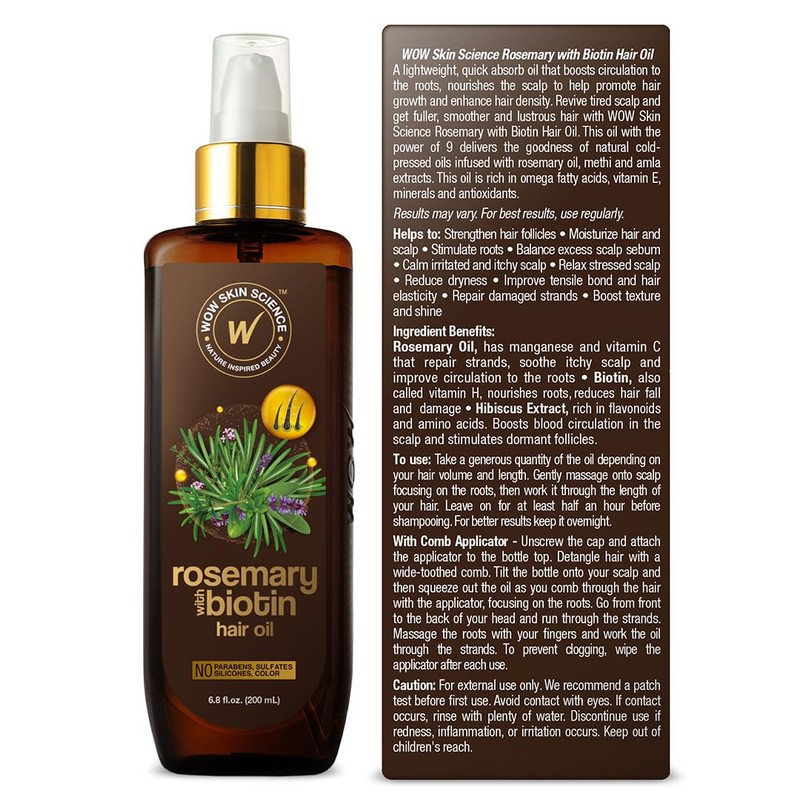WOW Skin Science Rosemary with Biotin Hair Oil 200ml