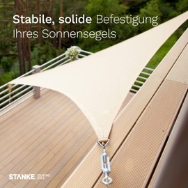 Seilwerk STANKE Set of 2 Stainless Steel for Attaching Sun Sail, Garden Decoration: Turnbuckle Stainless Steel Eyelet Hook, Snap Hook without Screw Lock, Wall Mount - SET 12