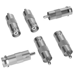 Adaptador BNC a RCA (Paquete de 6) BNC Hembra a RCA Macho Conector coaxial coaxial RG6 Adaptador Kit acoplador para CCTV-6/10/20 Paquete+4 Tipos para selección