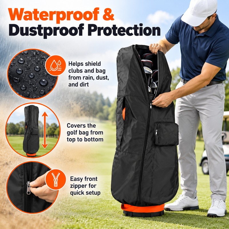 Golf Bag Rain Cover for Club Protection – Foldable Waterproof