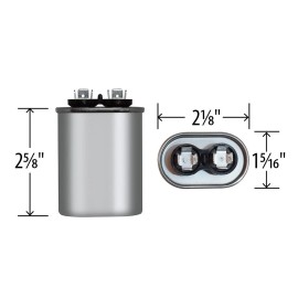 BMI USA 6uf 370V 440V Motor Run Capacitor - 6 MFD 440VAC Oval (2-5/8"H) PPD Shipping