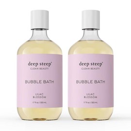 Deep Steep 딥 스티프 버블 배스, 라일락 블라썸, 17온스(2팩) - 시어 버터, 아르간 오일, 알로에 베라 & 코코넛 오일 [Peach Praline] Deep Steep Bubble Bath, Lilac Blossom, 17oz (2-Pack) - Shea Butter, Argan Oil, Aloe Vera & Coconut Oil [Peach Praline]