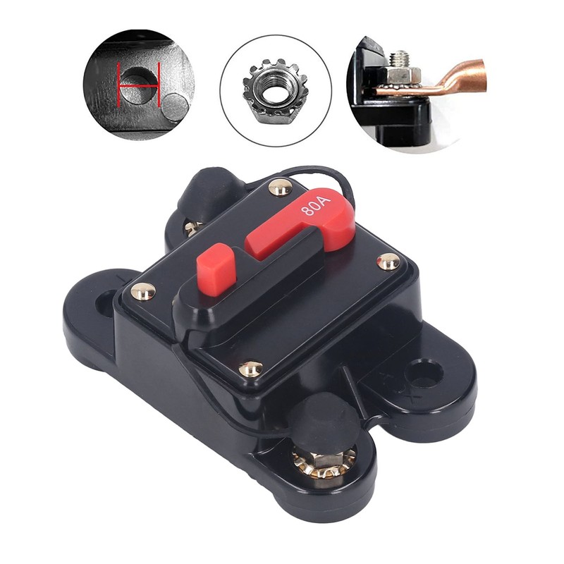 Circuit Breaker Manual Reset 1/4in Overcurrent Protection DC 12‑48V for