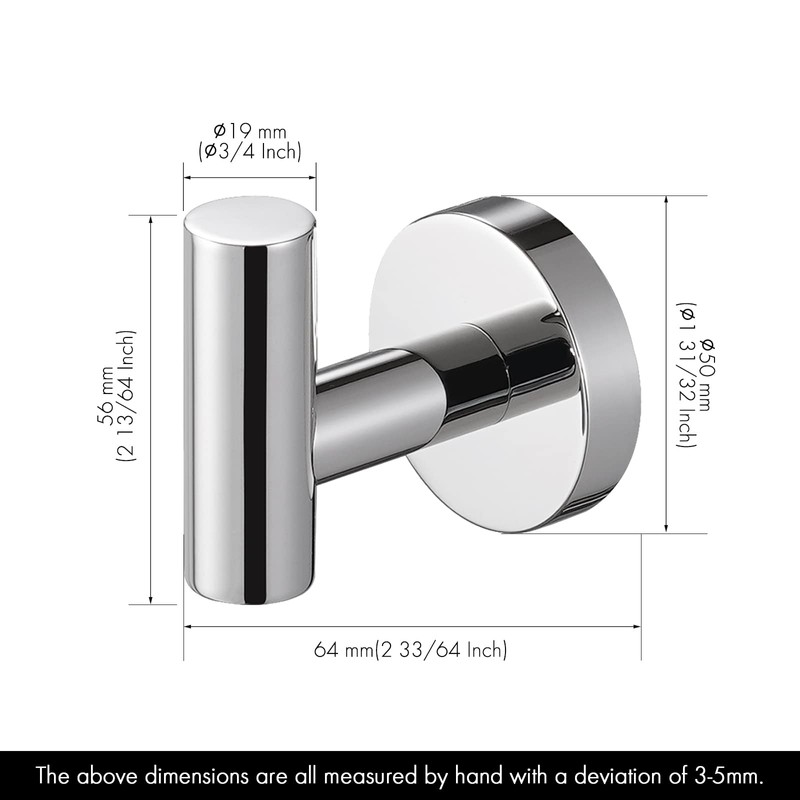 KES Towel Hooks 4 Pack Wall Mounted Coat Robe Hook
