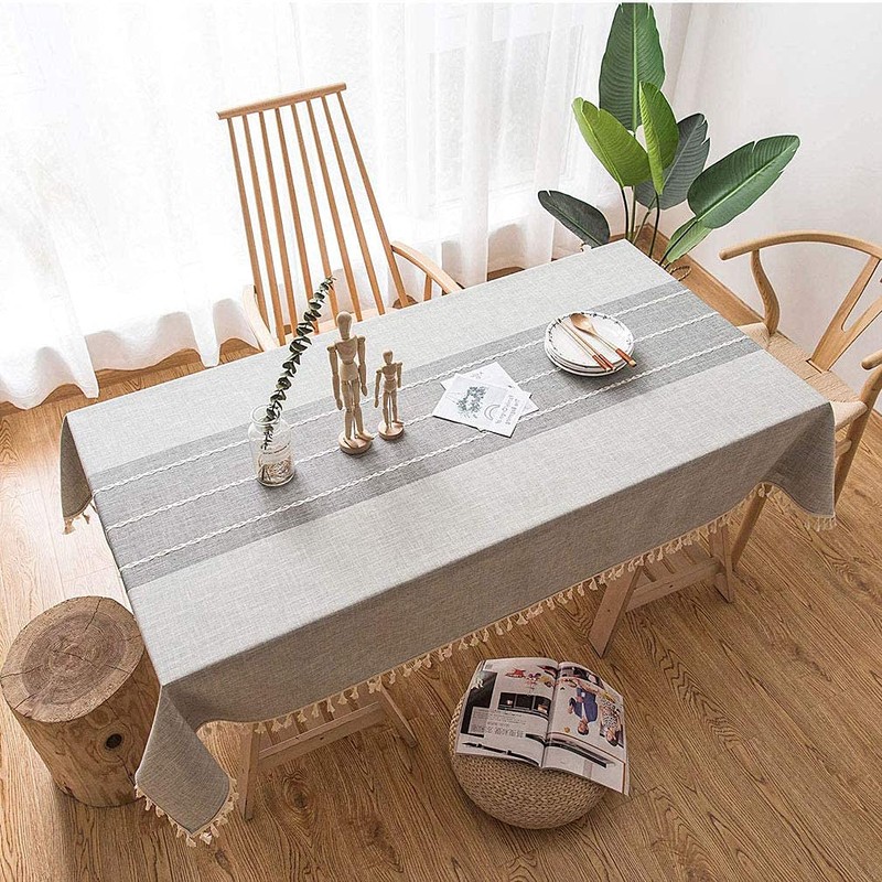 Lifetooler Square Tablecloth Cotton Linen Tablecloth Washable Tassel Tablecloth Wrinkle