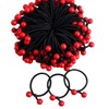 Hair Ties with Beads, 100 Pack, Colorful and Black Elastic