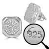 Solid 925 Sterling Silver Men's Baguette Micropave Earrings - Iced