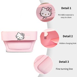 PARTY BUZZ Car seat gap filler organizer, Cartoon PU Leather Console Side Pocket Organizer, Multifunction Auto Interior Storage, Bottom With Charging Cable Hole, for Car Truck SUV
