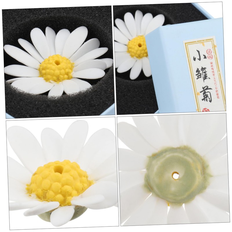 Levemolo Ceramic Incense Holder Beautiful Daisy Design for Study Bedroom