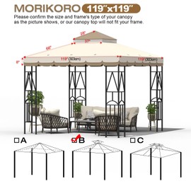 Morikoro 10x10 Canopy Replacement Top Double Tiered Gazebo Cover for Yard, Patio & Garden Durable Sunshade Replacement (BeigeBrown with lace)