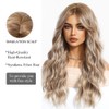 OUFEI Blonde Mixed Light Brown Long Wavy Wig for Women