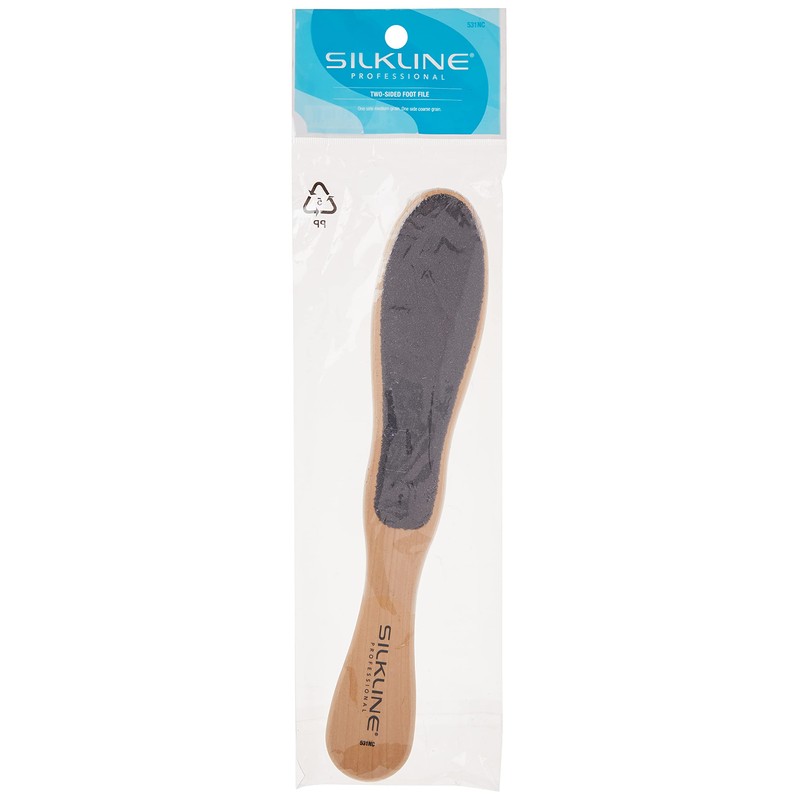 SILKLINE PROFESSIONAL Two-Sided Foot File with Oak Wood Handle, Full