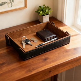 Socospace Valet Tray Desktop Storage Organizer Catchall Tray for Jewelry, Wallets, Watches, Keys, Coins, Phones, Glasses - Perfect for Nightstand, Desktop, Entryway table