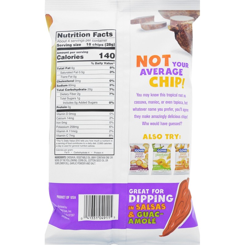 Goya Foods Garlic Yuca Chips, 4 Ounce (Pack of 12)