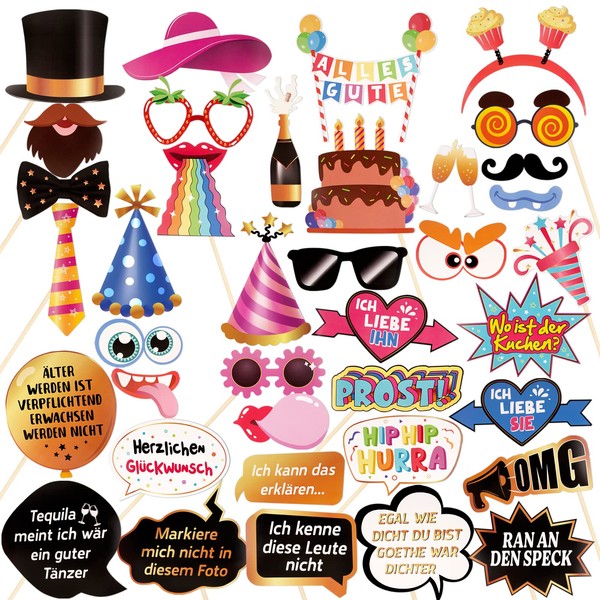 Pack of 38 Photo Props Funny Photo Box Accessories Birthday