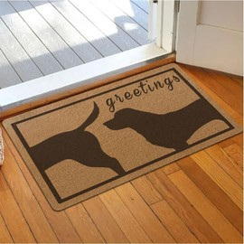 Assaoy Dog Greetings Funny Door Mat,Black Dog Welcome Coir Doormats Outside Entrance,Floor Mat,Fall Front Door mat with Heavy Duty Backing,Indoor Outdoor Rubber Rugs Patio Home Decoration 30 * 17 in