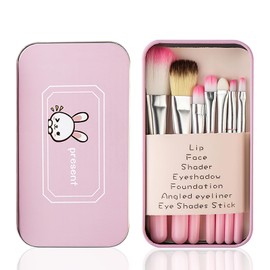 Children Makeup Brushes Set, 7PCS Makeup Brush Set for Kids Girls - Includes Foundation, Eyebrow, Eyeliner, Concealer Brushes - Pink with Case, Ideal for Christmas, Birthdays, and Party Bags