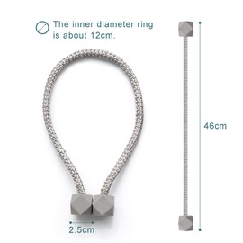 JEEZAO Pack of 6 Magnetic Curtain Tiebacks, Curtain Holders, Rope Buckles, Tiebacks for Home, Office, Curtains Decoration (Grey)