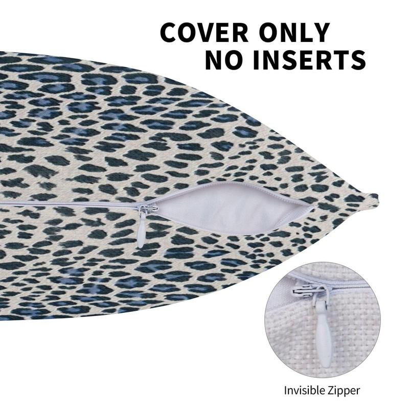 Leopard Print Navy Blue Throw Pillow Covers 18x18 Cheetah Pattern